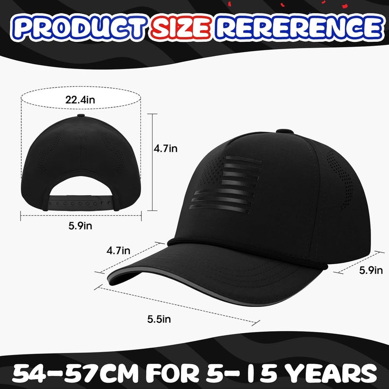 BROMZ Kids Youth American Flag Trucker Hat, Waterproof Quick Dry Snapback Hats, USA Baseball Cap for Boys Girls 5-15 Years - Image 3